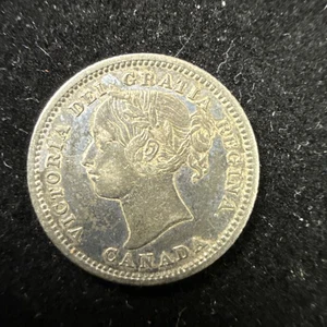 1871 Canada Ten Cent 10C Silver Coin  A5 - Picture 1 of 3