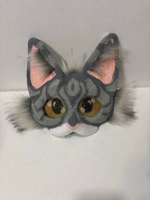 High Quality Fully Lined Grey Tabby Cat Mask Orange Eyes Fleece Lined - Image 1 of 2