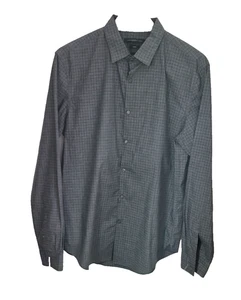John Varvatos Hemd Herren Large Grau Kariert Luxe Langarm Neu ohne Etikett - Bild 1 von 9