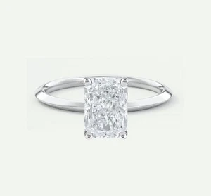 IGI E/VVS 1.5 Ct Radiant Lab Created Grown Diamond Ring 14K White Gold - Picture 1 of 2