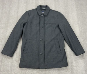 Dockers Jacket Mens Medium Wool Blend Gray Peacoat Quilt Lined Zip Button Up - Picture 1 of 9