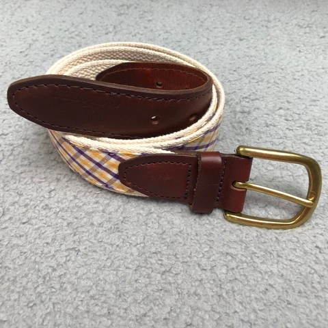 ECU Belt Leather & Brass Pirates Purple Gold Logo Mens Sz 38 East Carolina Cover