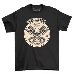 Camiseta Skull & Gears American Custom Moto Corredor Motocicleta De Colección Para Hombre - Imagen 1 de 6