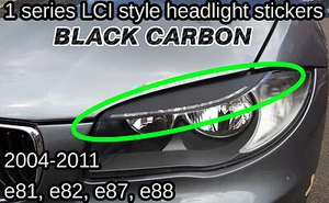 BMW 1 series LCI Style CARBON Vinyl Headlight Eyebrow Sticker angel eye depo - Picture 1 of 11