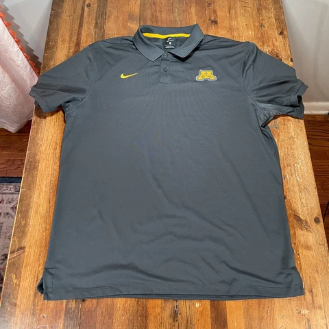Minnesota Gophers Polo Shirt Mens Large Gray Nike DriFIT Casual Golf Rugby Cover