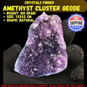 100g Natural Deep Amethyst Geode Quartz Cluster Crystal Matrix Minerals Specimen - Picture 1 of 9