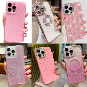 Glitter Hard back hard Silicon case  for iPhone 15 Pro Max 14 13 12 11