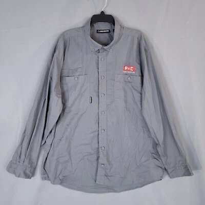 Dri Duck Men's Work Shirt P&C Construction Button Down Long Sleeve Gray Size 2XL - Image 1 of 4