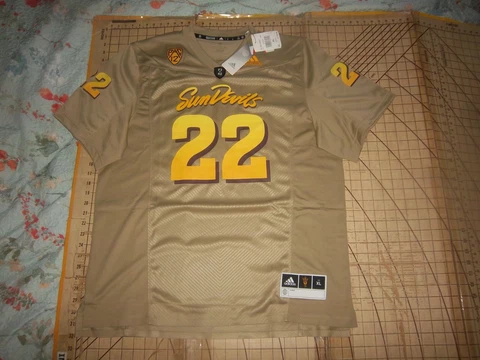 MENS XL ADIDAS BEIGE/GOLD NCAA ASU SUN DEVILS #22 JERSEY - NWT Cover