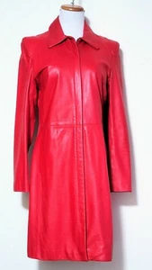 NUEVO Abrigo Chaqueta Olly London Mujer Cuero Cordero Rojo Cremallera Completa Talla M - Imagen 1 de 8