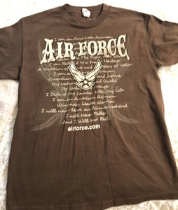 AIR FORCE - AIRMAN'S CREED HOMBRE CAMISETA MARRÓN TALLA Med Militar Manga Corta - Imagen 1 de 4