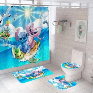 Cartoon Stitch in Love Shower Curtain Set, Bathroom Set - Picture 1 of 5