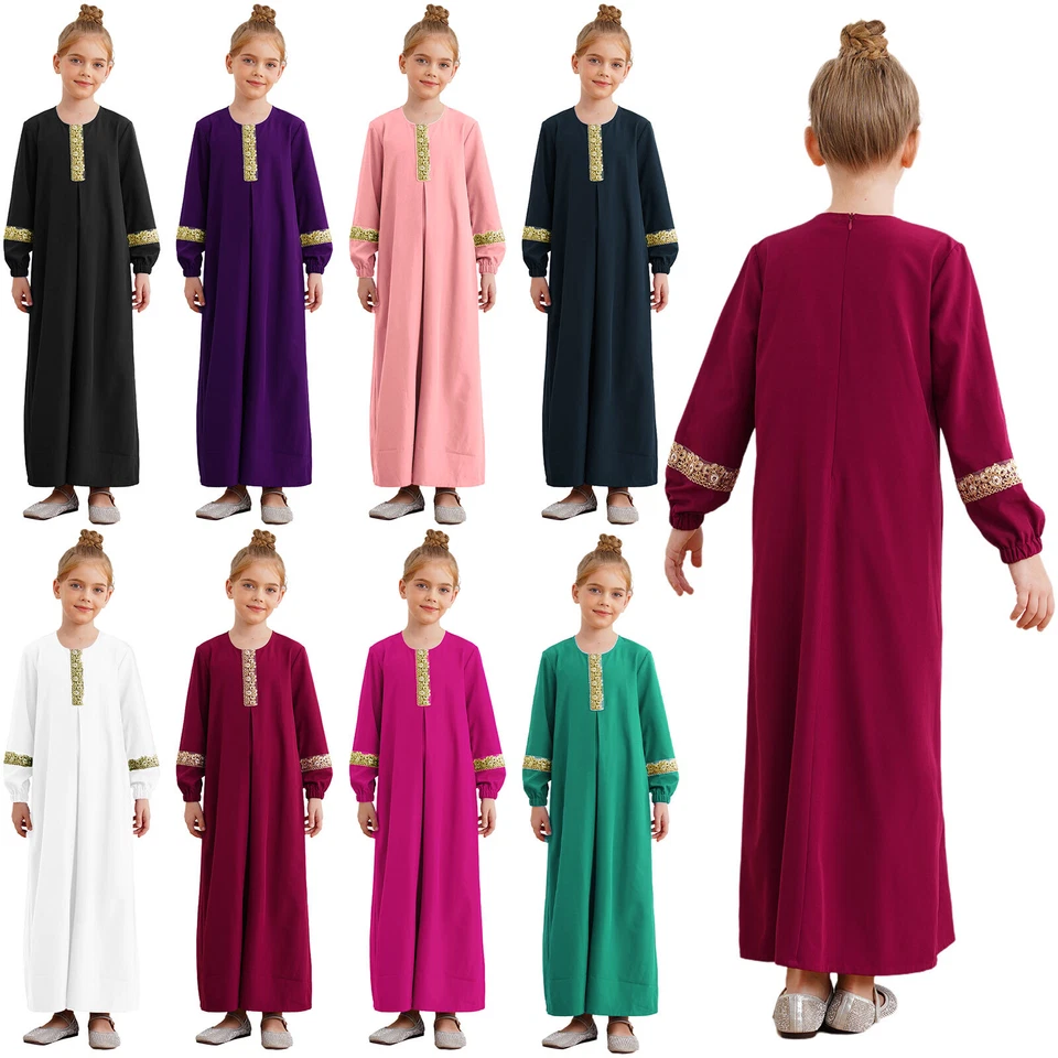 US Kids Girls Praise Dance Dress Robe Liturgical Costume Muslim Abaya Dancewear - Image 1 of 1