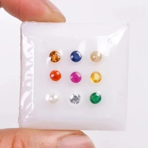 Set di 9 pietre preziose naturali preziose di qualità AAA 1,5 mm | pietre preziose Navratna - Foto 1 di 4