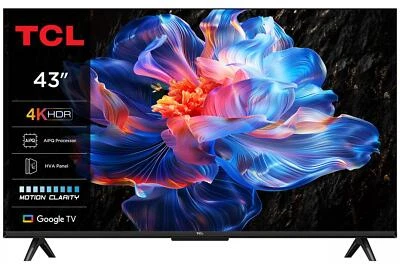 TCL Smart TV 43" 4K UHD LED Google TV Dolby Audio HDR10+ Classe F Nero 43P69K - Immagine 1 di 4
