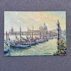 Pintura al óleo Venecia vintage años 60 original góndola paisaje firmado 10x14 - Imagen 1 de 7
