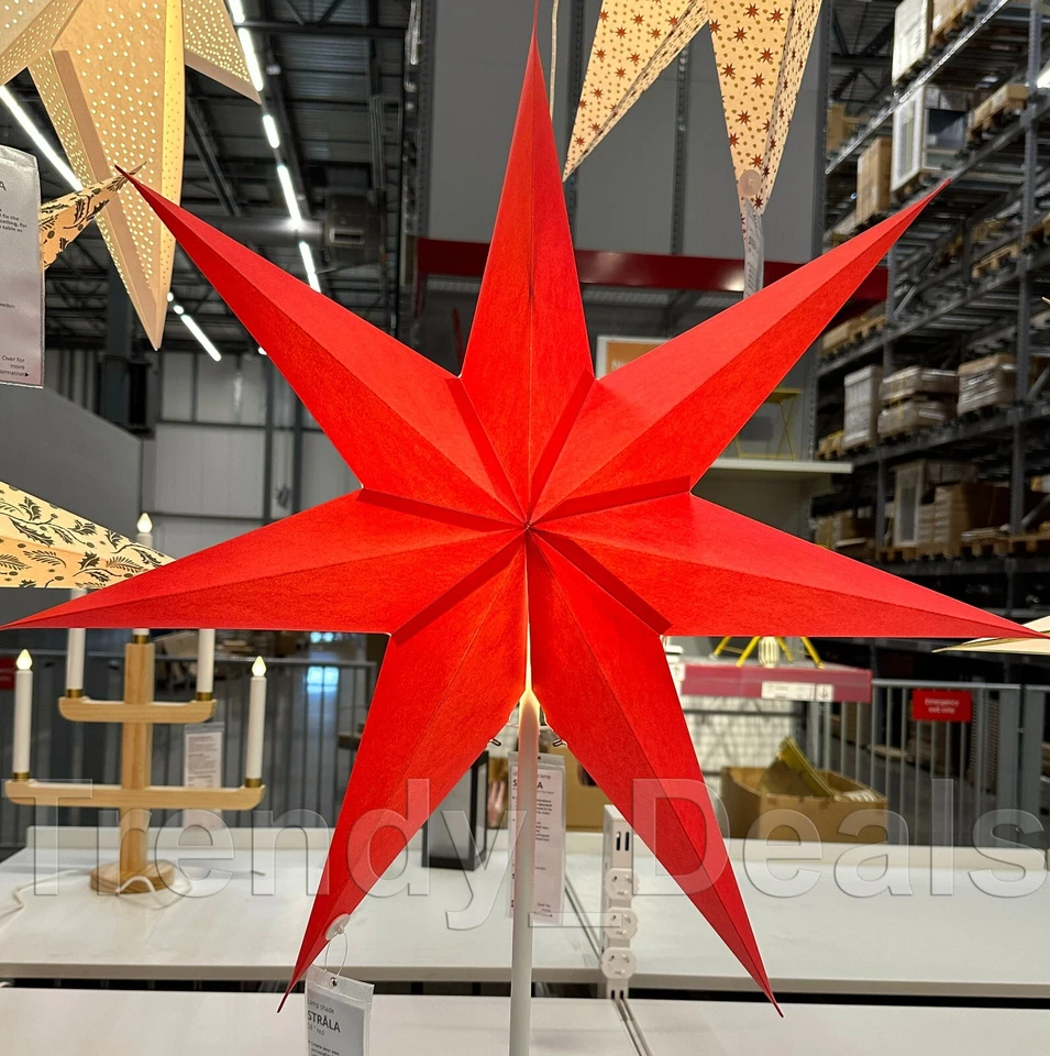 Ikea STRALA Star pendant lamp shade red 28 " 205.630.32 -
