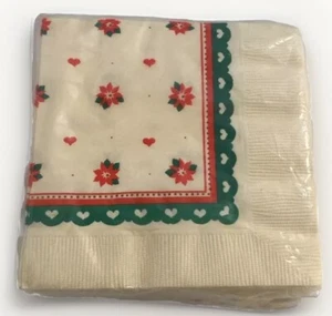 Vintage Hallmark Getränk Servietten Urlaub Weihnachten Weihnachtsstern Herzen Neu aus altem Lagerbestand MCM - Bild 1 von 6