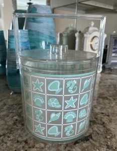 HJ Stotter USA Vintage Acryl Eiskübel Meeresmuscheln, Seepferdchen, Seesterne EUC - Bild 1 von 5