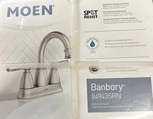 MOEN Banbury 4 in. Centerset Double Handle Faucet in Brushed Nickel W/Drain  - Picture 1 of 1
