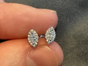 0.245 Carat Lab Created Diamond Marquise Solitaire Earrings Platinum Plated 925 - Picture 1 of 5