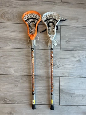 2 Warrior Mini Cobra Lacrosse Stick Silver & Orange Excellent 33.5 Inch RARE - Image 1 of 4