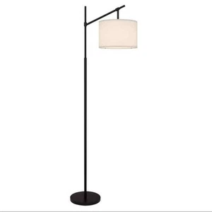 Gideon 69 in. Matte Black 1-Light Standard Floor Lamp with White Fabric Drum - Picture 1 of 1