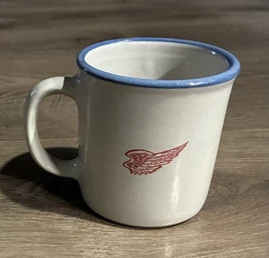 Red Wing Minnesota Steingut Kaffeebecher Tasse blauer Rand Braschler’s Bakery - Bild 1 von 4