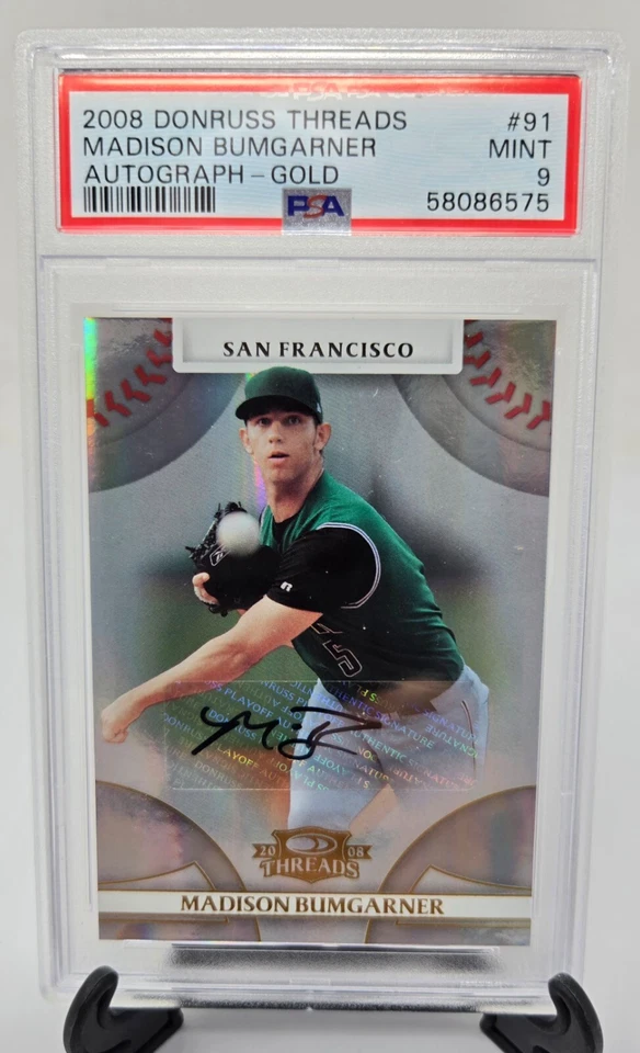 2008 Threads GOLD REFRACTOR AUTO - MADISON BUMGARNER Rookie Card /250 PSA 9 MINT - Image 1 of 2