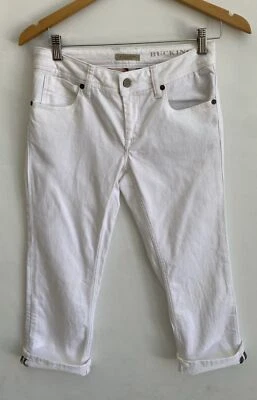 Pantalones de mezclilla BURBERRY BRIT Buckingham blancos ajustados costura a cuadros Nova talla 28W Foto 1 de 4