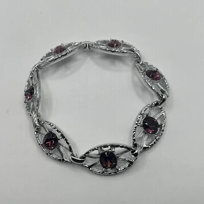 Givenchy Austrian Violet Crystal Line Bracelet Silver Tone  Sz6.75. B2 - Image 1 of 4