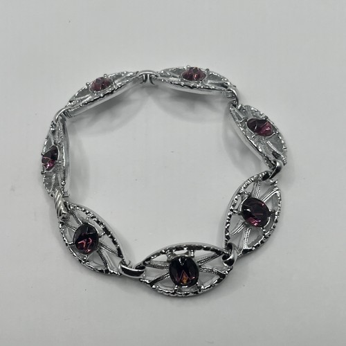 Bracciale Linea Cristallo Viola Austriaco Givenchy Tono Argento Taglia 6 75. B2