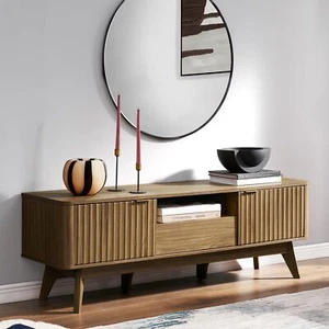 Mopio Brooklyn Mid-Century TV Stand – Fits TVs up to 59”, Adjustable Shelf, Waln - Picture 1 of 9