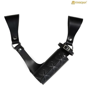 Medieval Leather Holster Sword Frog Belt Holder Cosplay Costume Accessory Black - Picture 1 of 25