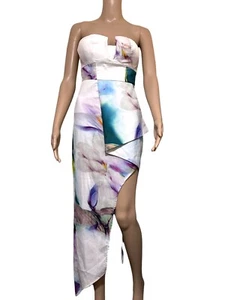 Hello Molly Dress Size 6 XS Strapless Formal Dress Floral Print High Split - Picture 1 of 9