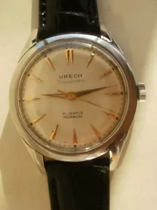 Urech chronometre 41 jewels swiss men's mechanical steel vintage wrist watch - Picture 1 of 12