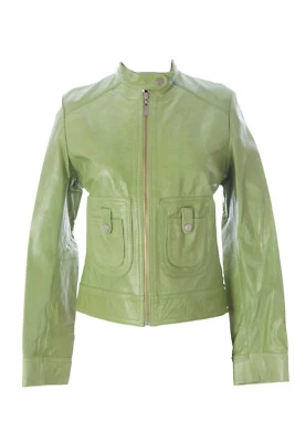 DOMA by Luciano Abitboul Emerald Green Leather Moto Jacket 1552 Sz S $589 NEW - Image 1 of 2