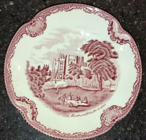 6" Plate Johnson Bros. Old Castle England vtg Red Print Transferware Kenelworth - Picture 1 of 3
