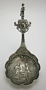 Cuchara de carrito de té holandesa de plata 833 con mango de ardilla figurativa, con sello 1902 - Imagen 1 de 10