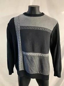 Vintage Geoffrey Been Asymmetrical Cotton Sweater Size L Large Gray / Black - Picture 1 of 6
