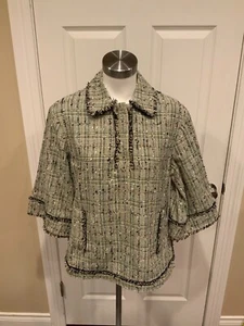 Brooks Brothers Green Tweed Collared Pop-Over Top, Size 14, NWT! $548 - Picture 1 of 6