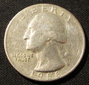 1966 (P) Philadelphia Washington Clad Quarter - Circulated - VG to VF Very Fine - Picture 1 of 3