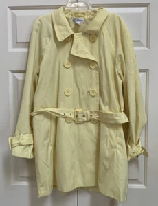 Dressbarn Women’s Sz XL Rain Jacket Trench Coat Yellow with Pockets Belted - Picture 1 of 6