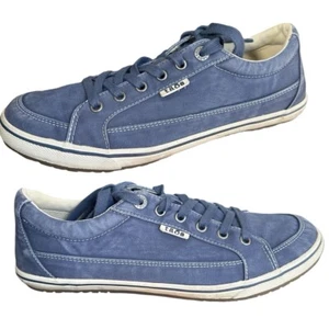 Taos Moc Star Womens 9.5 Distressed Canvas Lace Up Low Top Indigo Blue Comfort - Picture 1 of 9
