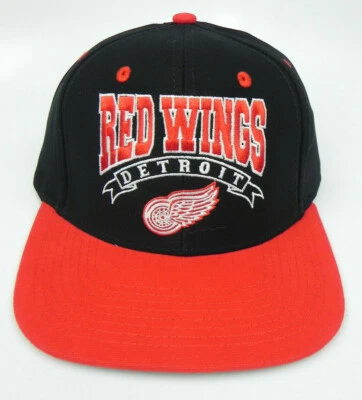 DETROIT RED WINGS NHL VINTAGE SNAPBACK RETRO 2-TONE FLAT BILL CAP HAT NEW BANNER - Image 1 of 4