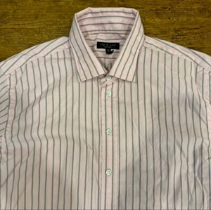 Rag & Bone Pink Striped Preppy Long Sleeve French Cuff Button Up Shirt Men's M - Picture 1 of 11