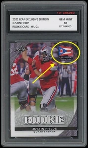 JUSTIN FIELDS 2021 LEAF EDICIÓN EXCLUSIVA BANDERA 10 OSOS DE TARJETA DE NOVATO DE PRIMER GRADO - Imagen 1 de 1