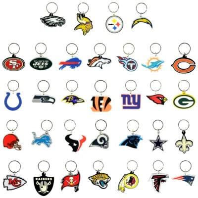 NFL Soft PVC Key chains  WORKS GREAT WITH YOUR FOB - YOU PICK YOUR TEAM - Image 1 of 3
