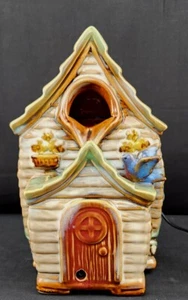 10.5"Coyne's & Company Hand Glazed bird house Water Fountain with bird sound #F3 - Picture 1 of 12