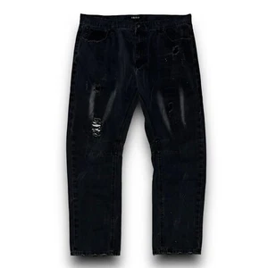 AKOO BRAND Black Denim Jeans Men's 42x33 No Rivals Big Oak Fit Distressed - Picture 1 of 3